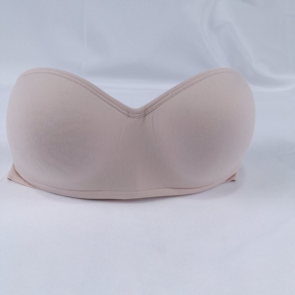 Auden Women's Seamless Bandeau Bra Strapless Padded Nude Size L